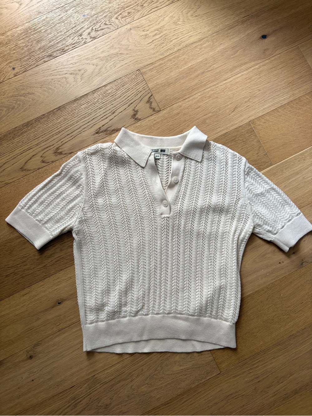 UNIQLO Cream Knit Polo Top